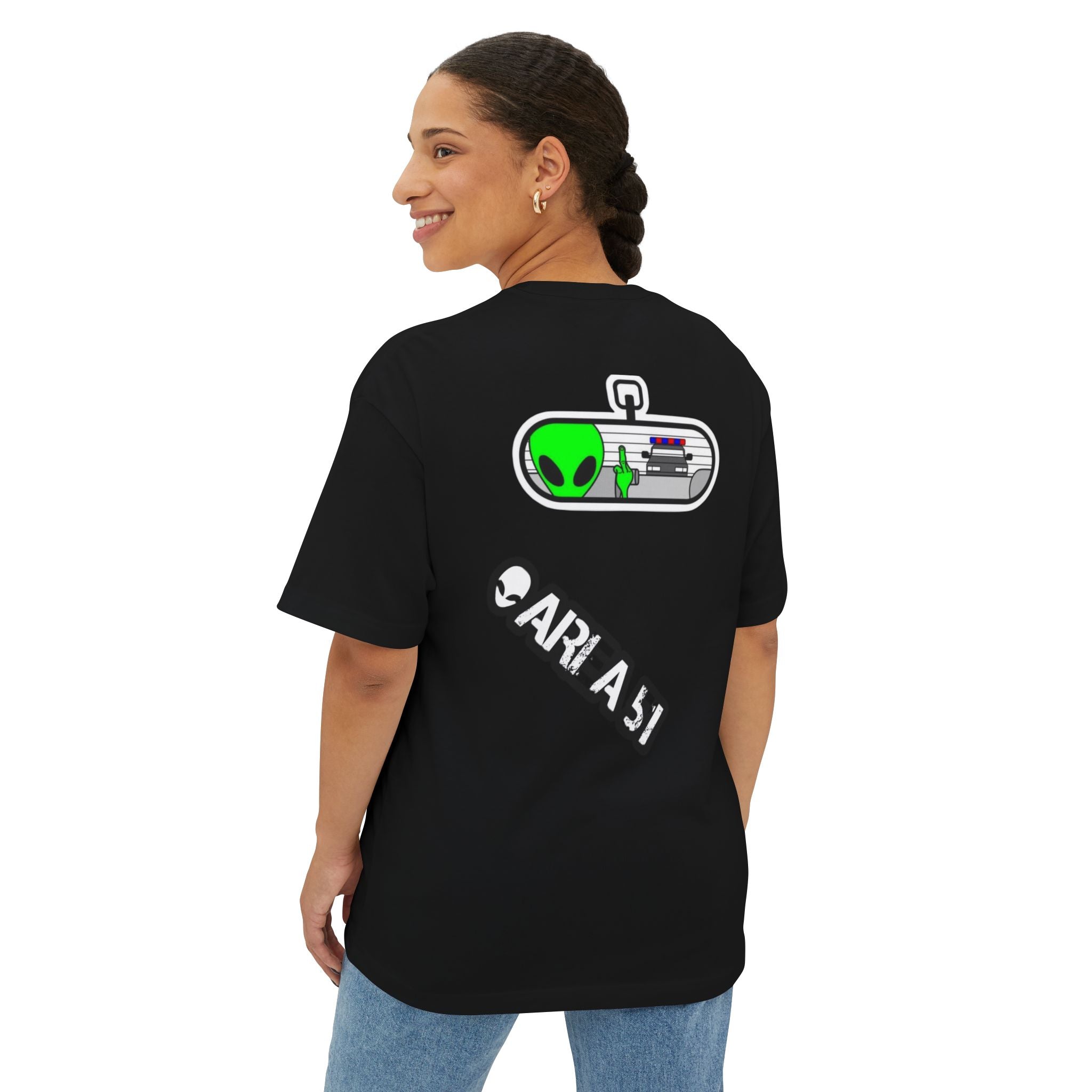 Area 51 Alien Graphic Tee — Oversized Boxy Shirt