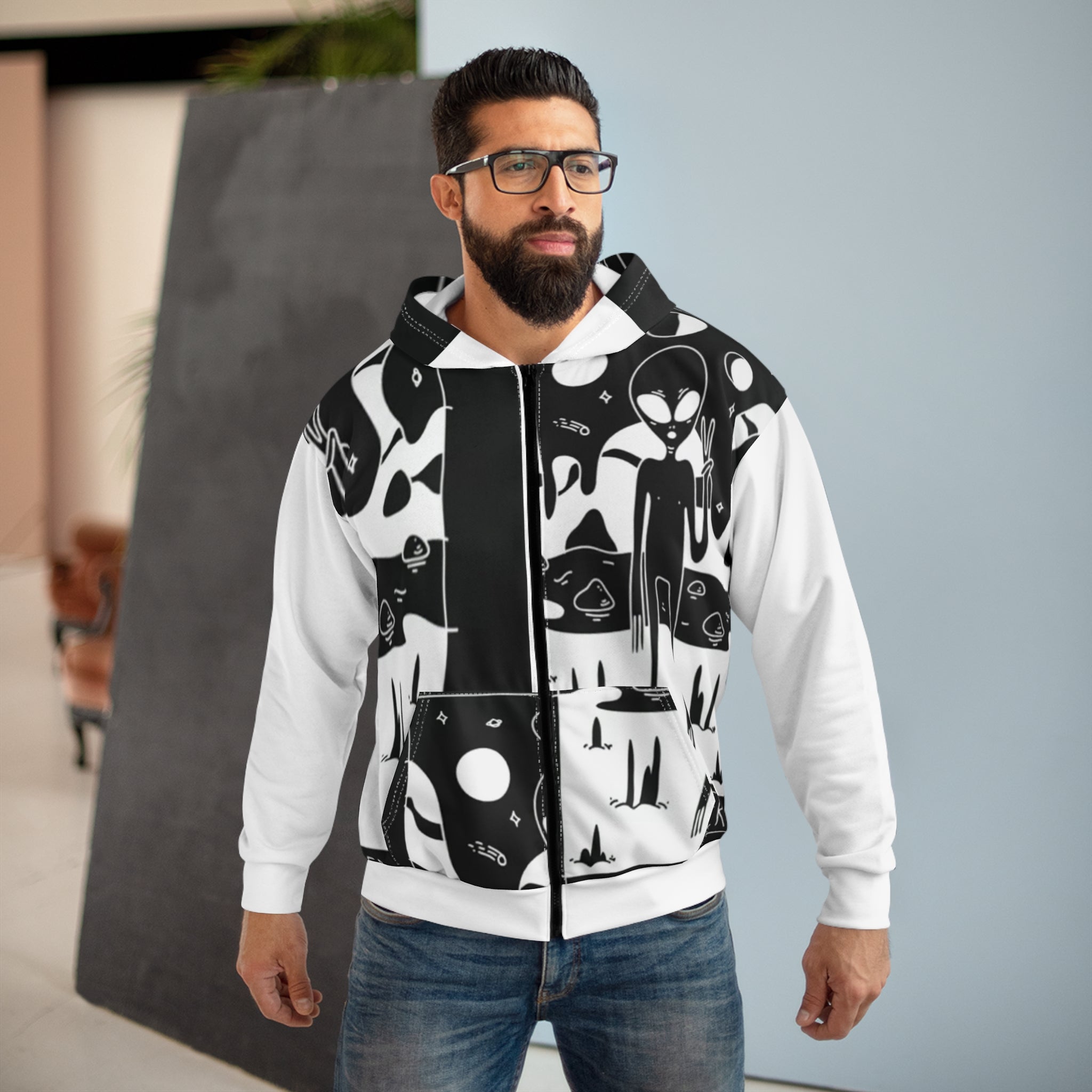 Popular Loners Alien Peace Zip Hoodie